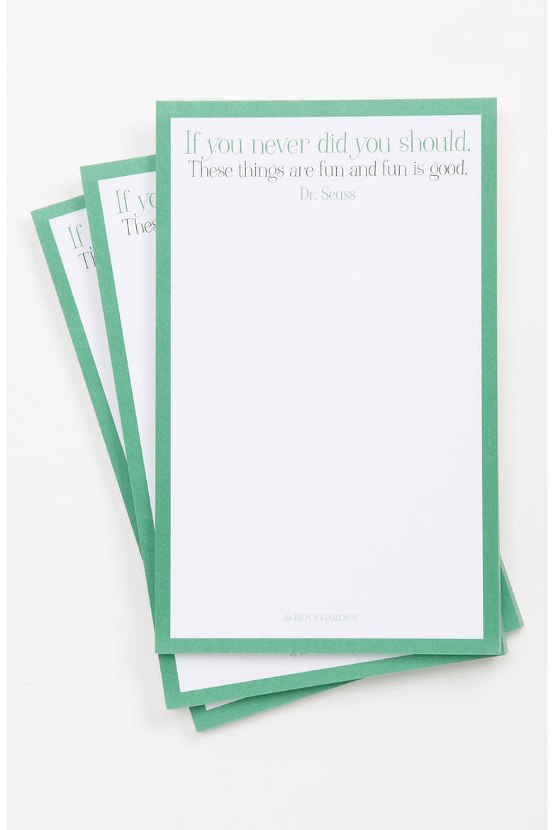 'And Fun Is Good' Notepads, Main, color, GREEN