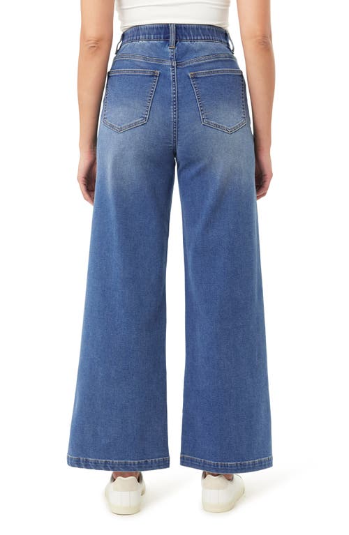 Curve Appeal Parisian Cafe High Waist Wide Leg Knit Jeans In Blue