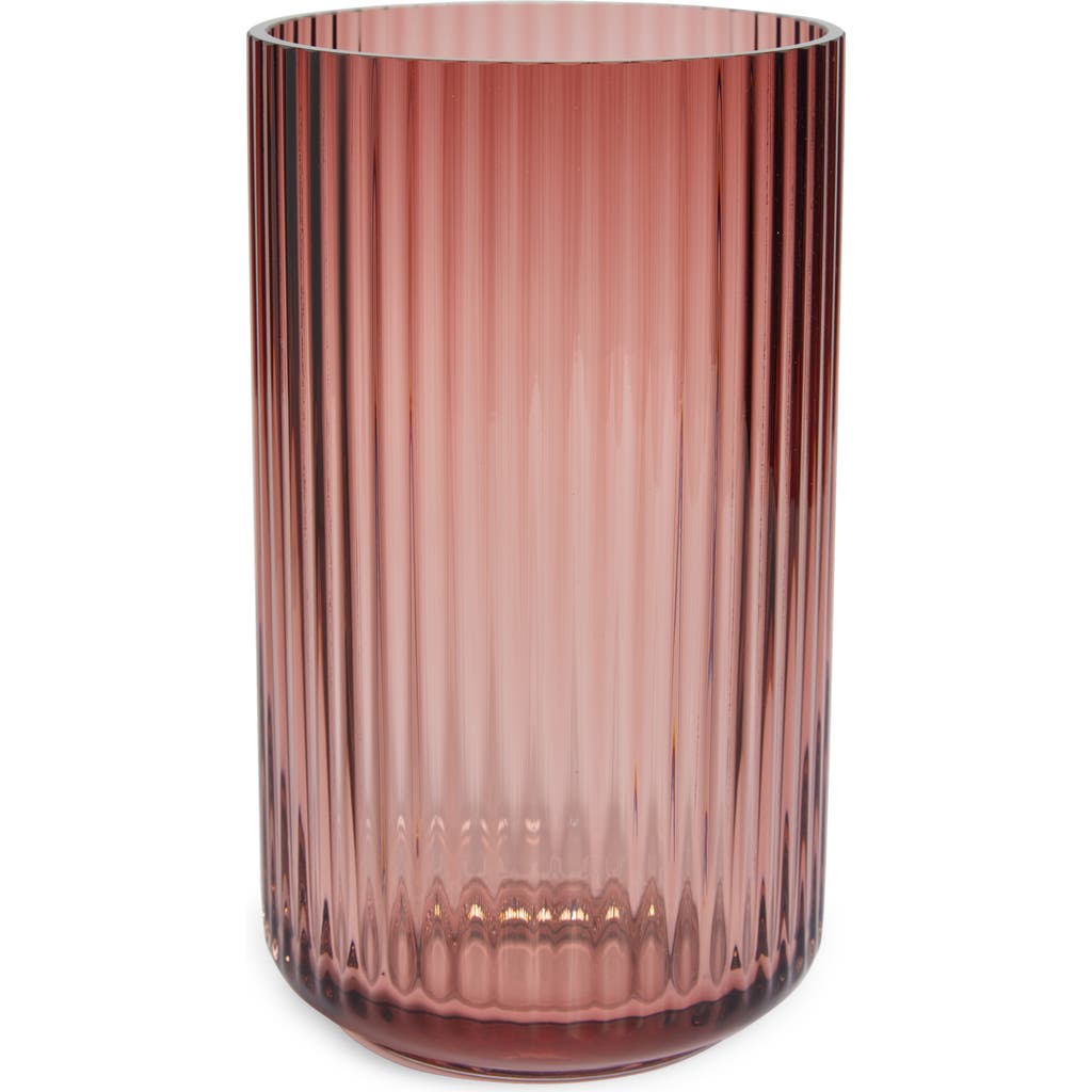 Lyngby Porcelaen 10-inch Fluted Vase In Burgundy