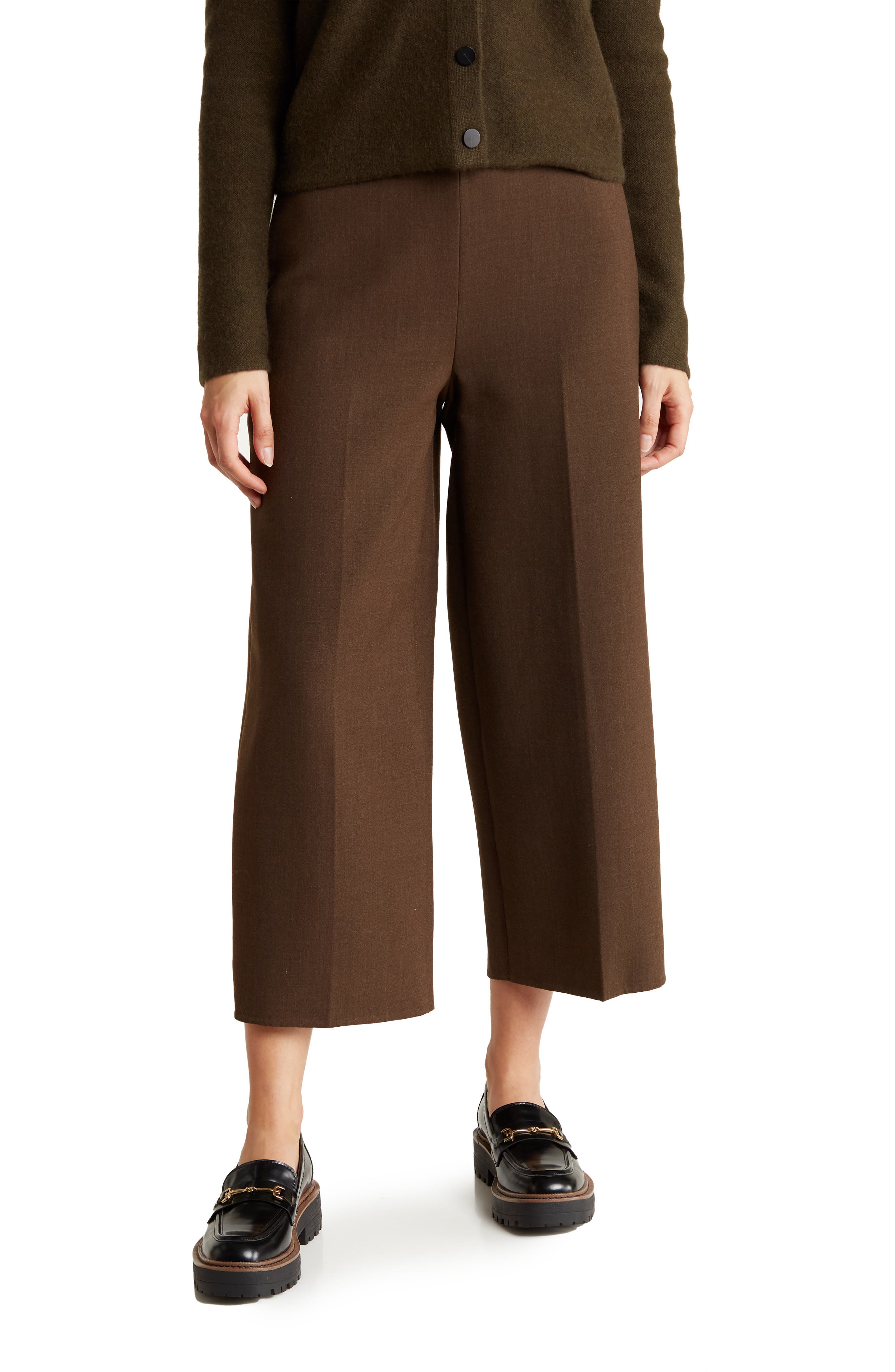 Vince Double Wool Blend Wide Leg Crop Pants