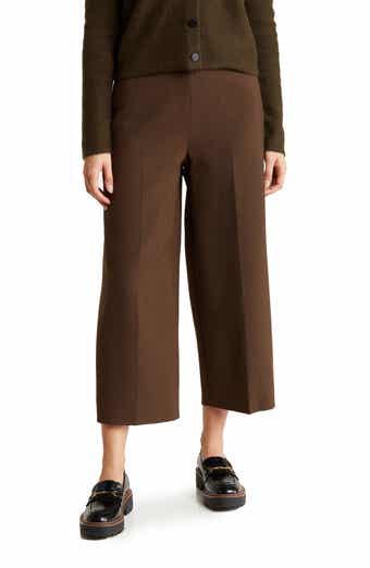 Double Wool Blend Wide Leg Crop Pants