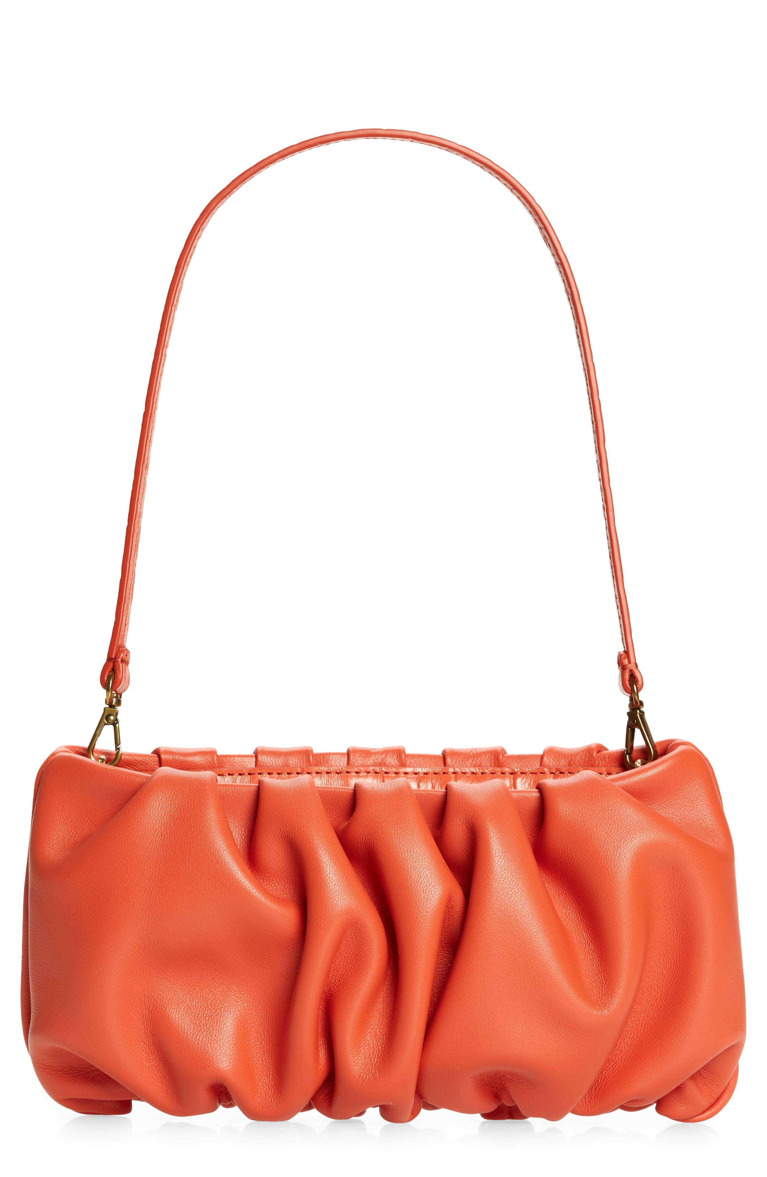 STAUD Bean Leather Clutch, Main, color, Blood Orange