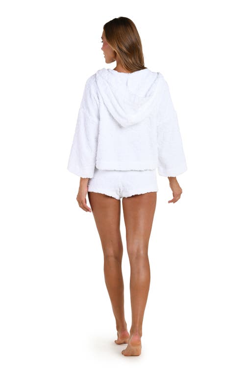 L'agence Lee Ornate Crop Terry Cover-up Hoodie In White