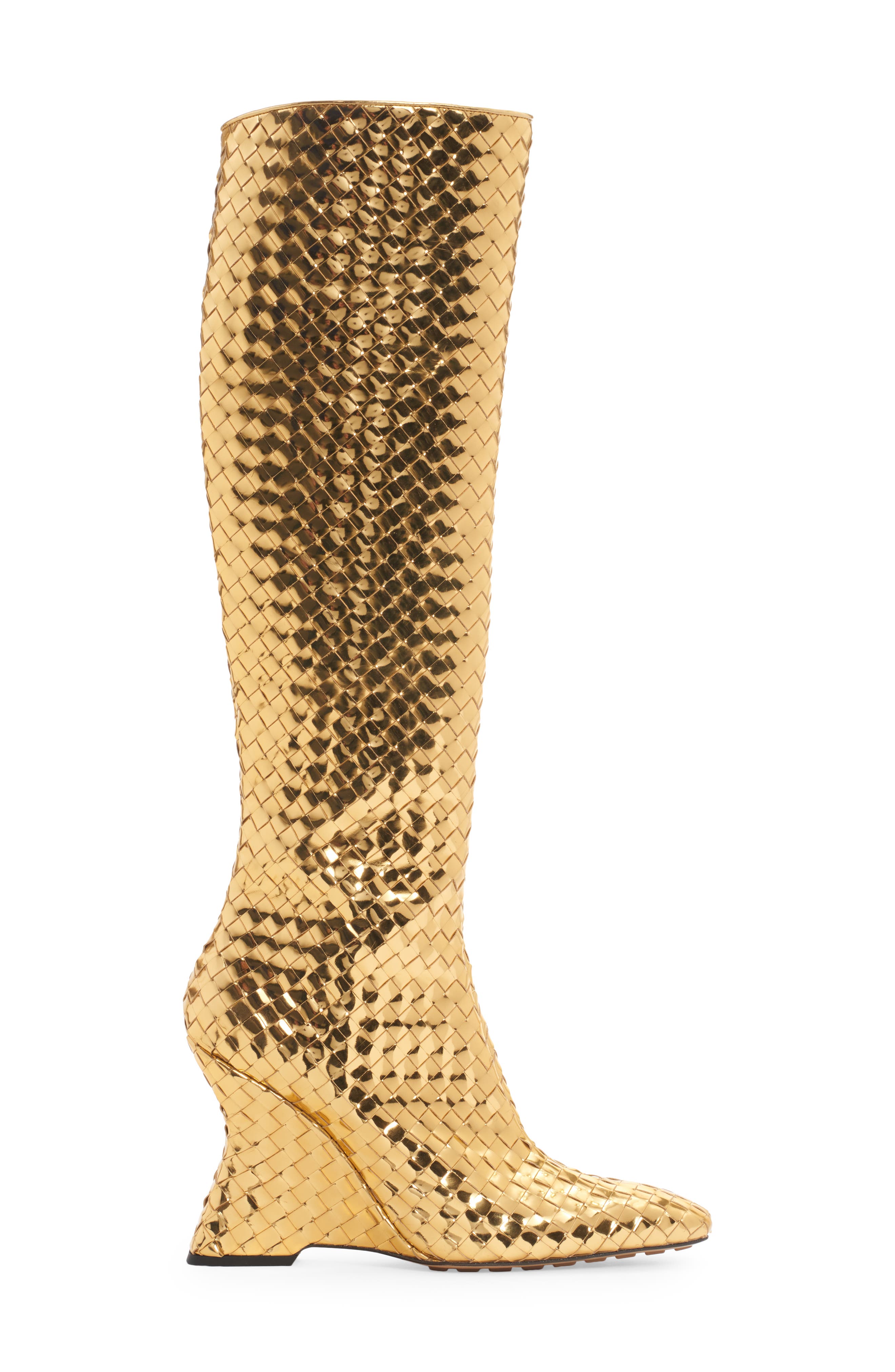 Bottega Veneta Comet Woven Mirror Leather Boot, Alternate, color, 
