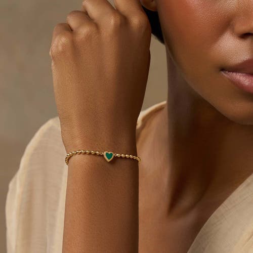 Karma And Luck Blessed & Peaceful Malachite Heart Bracelet In Gold/green