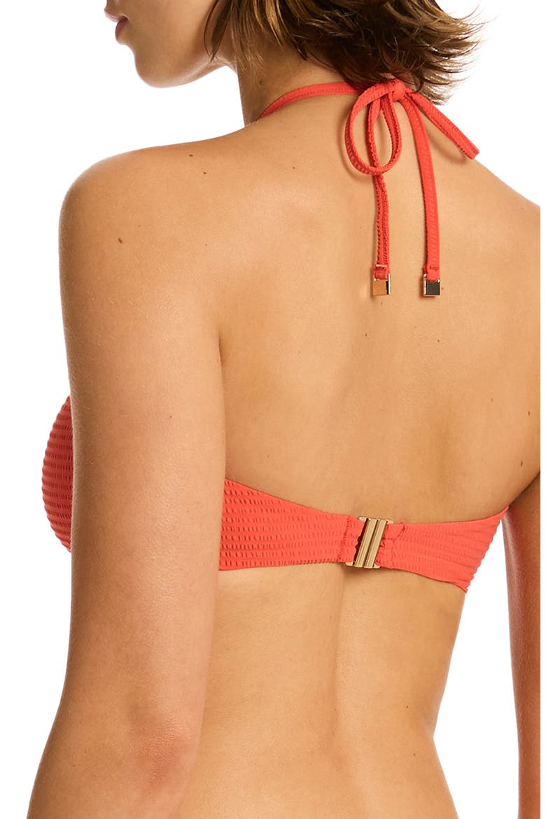 Messina Ring Bandeau Bikini Top, Alternate, color, FLAME