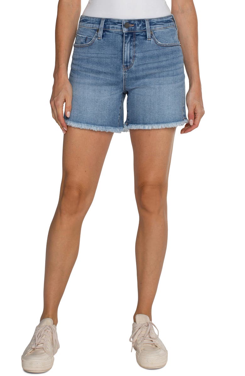 Liverpool Los Angeles Vickie Frayed Denim Shorts, Main, color, 
