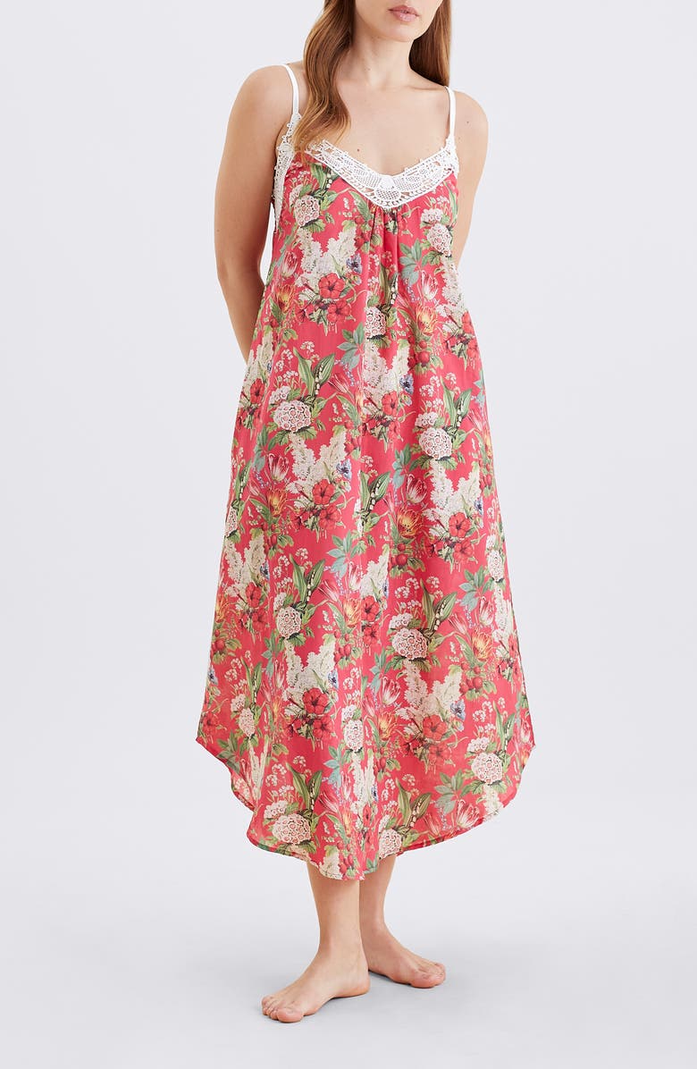 Papinelle Clara Lace Trim Cotton Voile Nightgown, Alternate, color, 