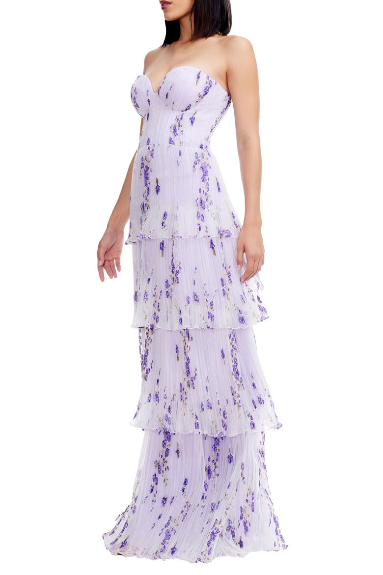 Layana Ruffle Strapless Evening Gown, Alternate, color, WISTERIA MULTI