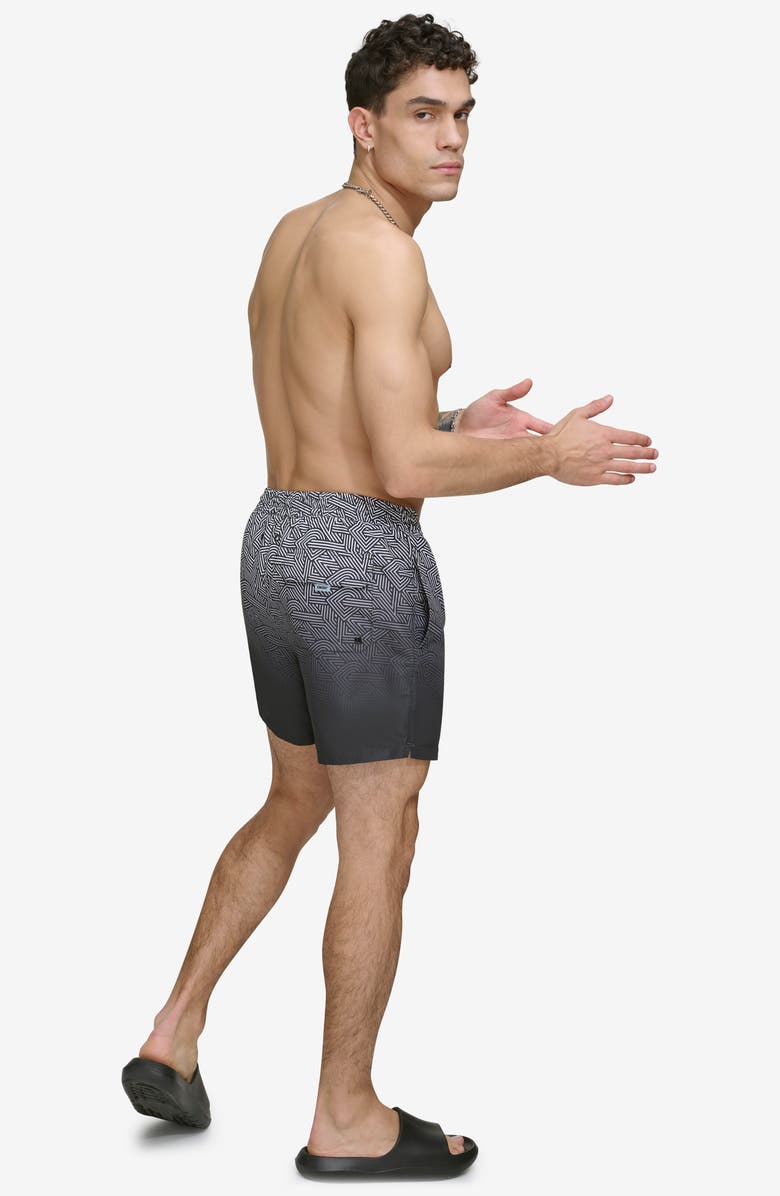 DKNY Ombré Crosswalk Swim Trunks, Alternate, color, Black