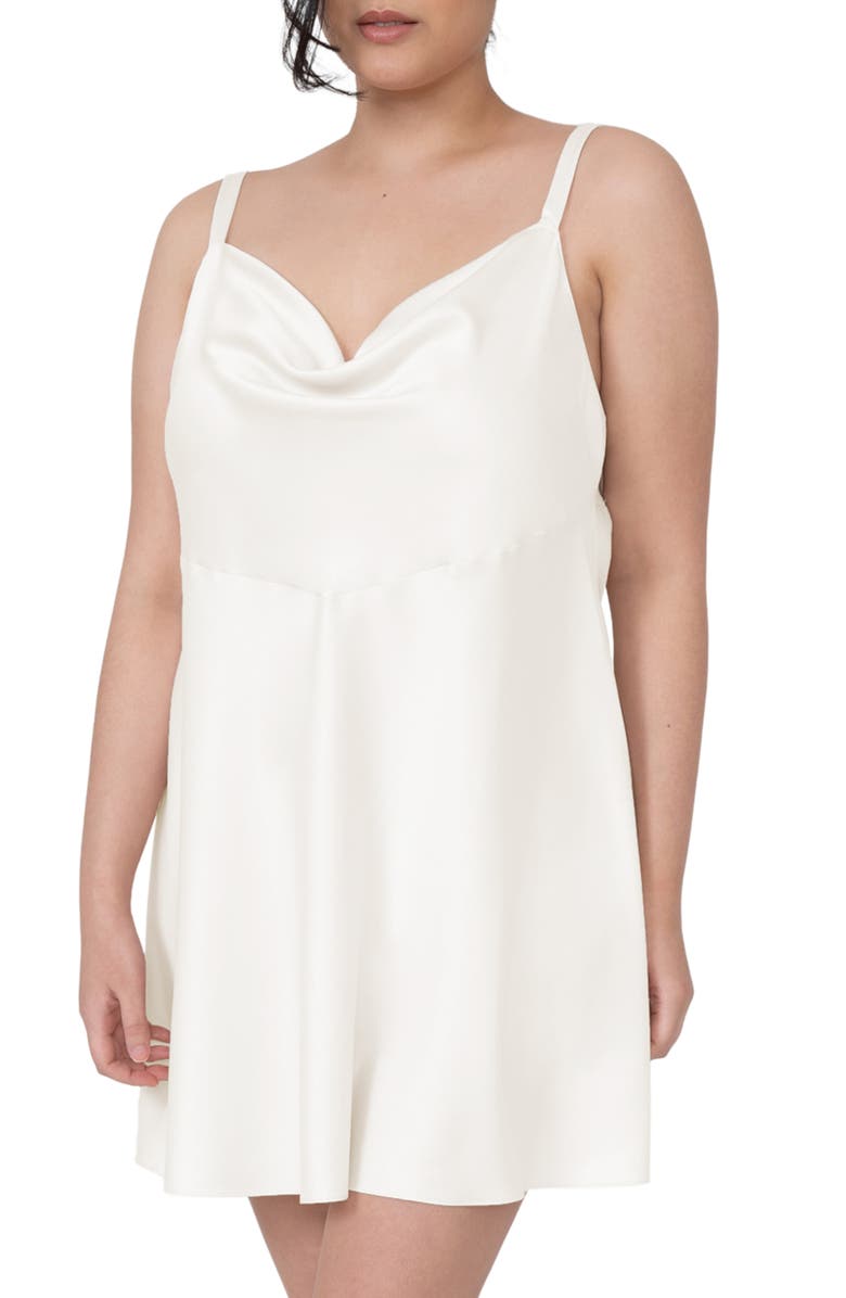 Rya Collection Heavenly Charmeuse Chemise, Main, color, Ivory