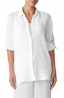 Eileen Fisher Easy Classic Organic Cotton Button-Up Shirt
