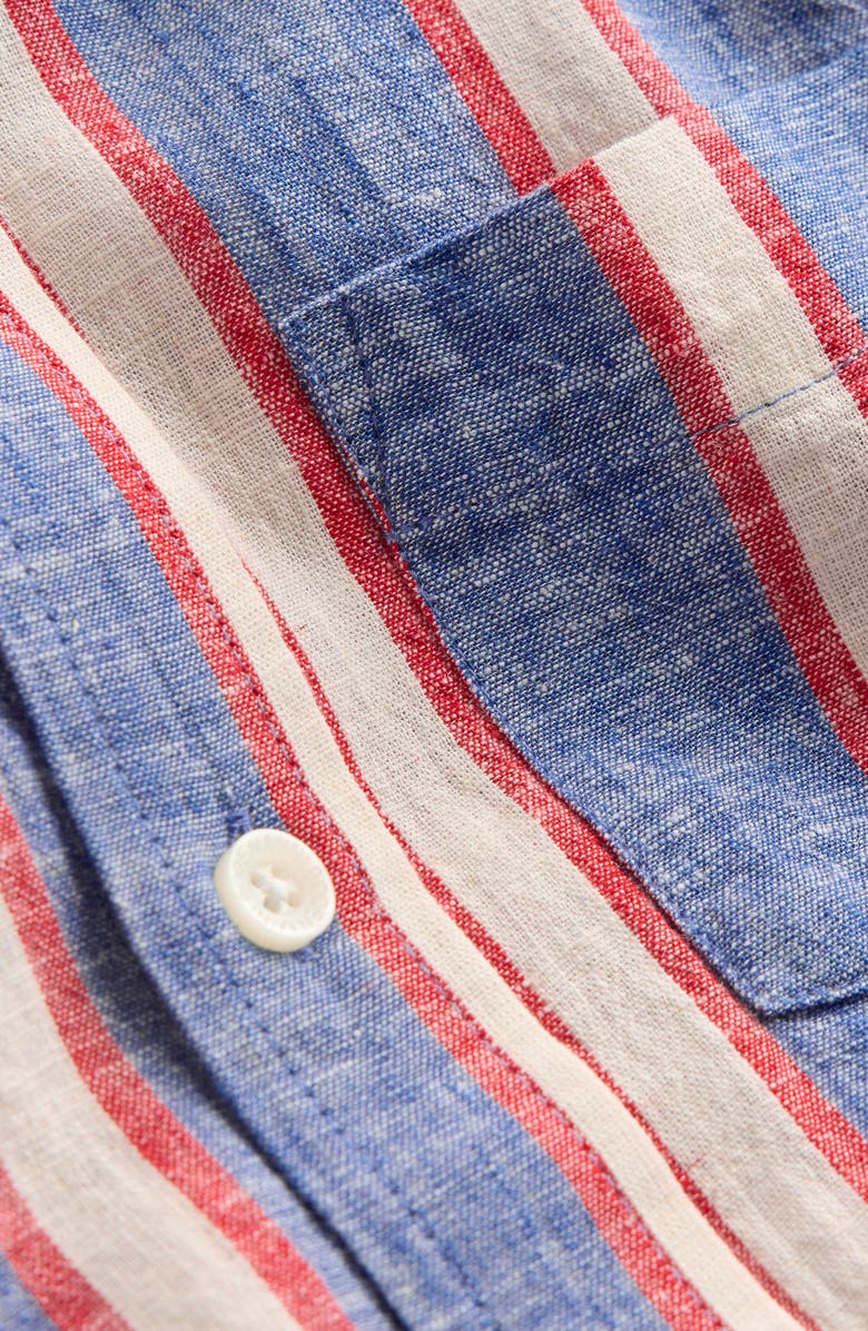 Mini Boden Kids' Stripe Linen & Cotton Button-Down Shirt, Alternate, color, Triple Stripe