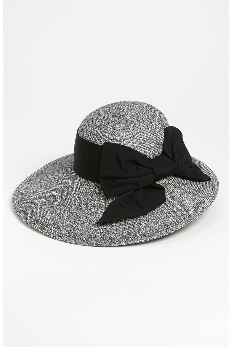 Asymmetrical Straw Hat, Main, color, WHITE/ BLACK