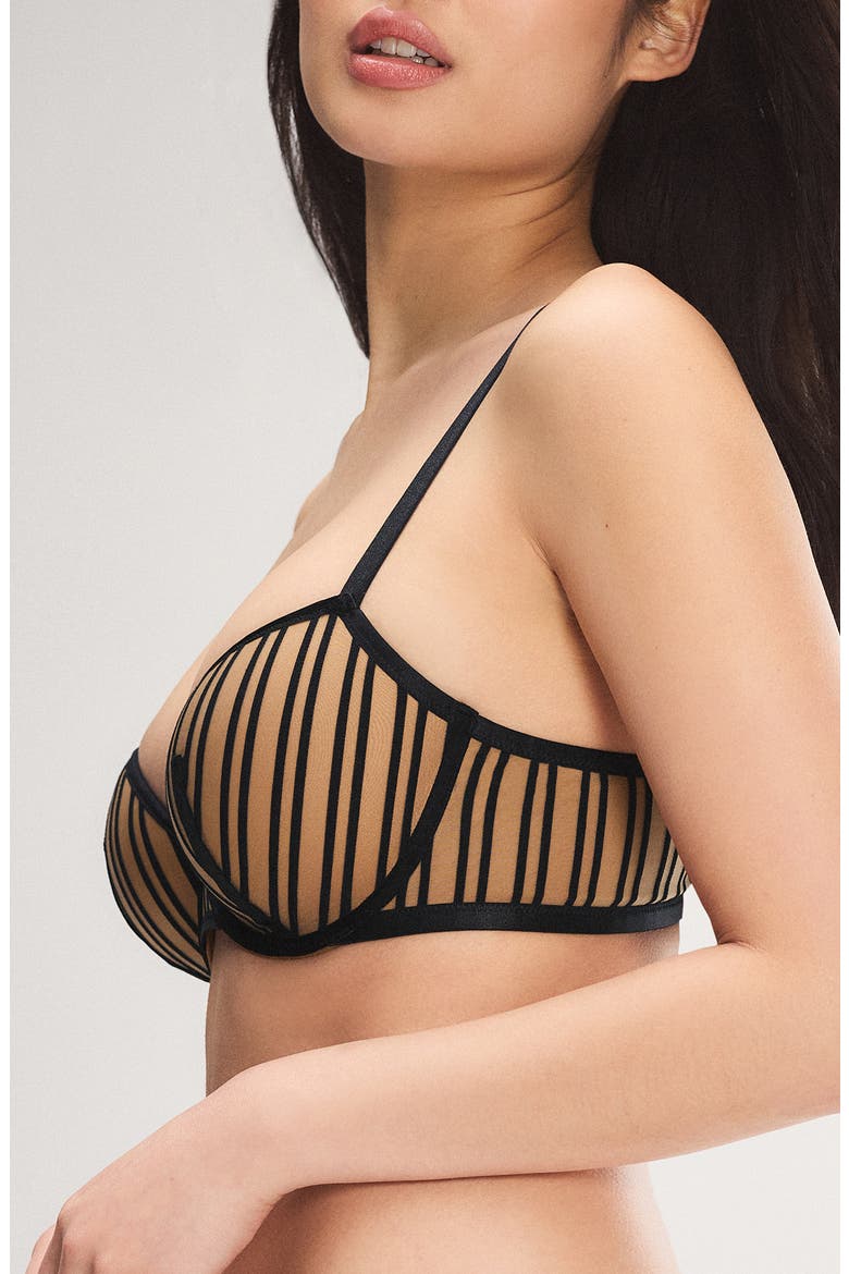 Strappy Hour Lightly Lined Semi-Demi Bra, Alternate, color, BLACK CAVIAR