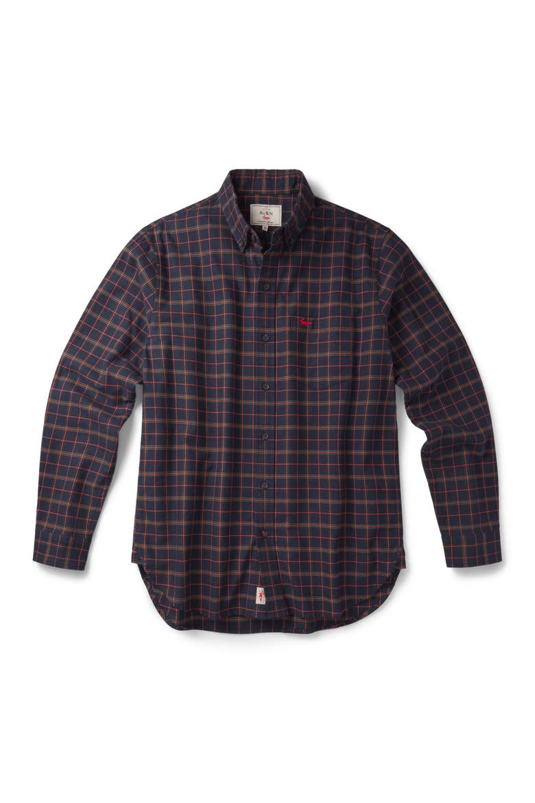 Merton Brushed Oxford Button Down Shirt, Alternate, color, Navy Check