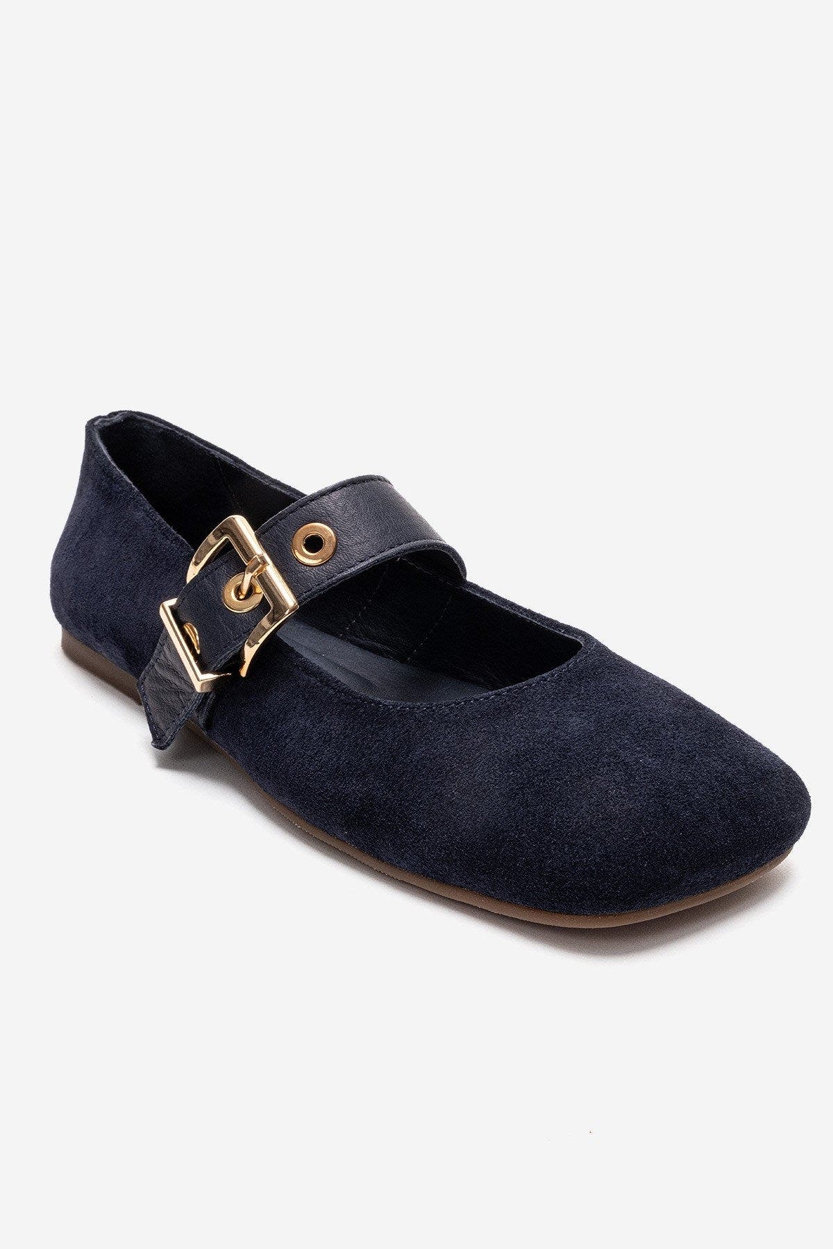 Jonas Leather Ballet Flat, Alternate, color, Navy Suede