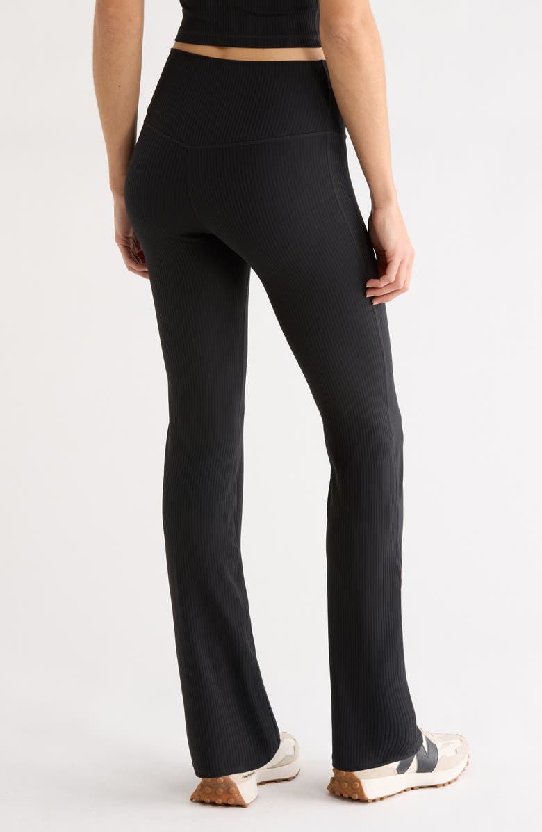 Zella Thrive Rib Bootcut Pants, Alternate, color, Black
