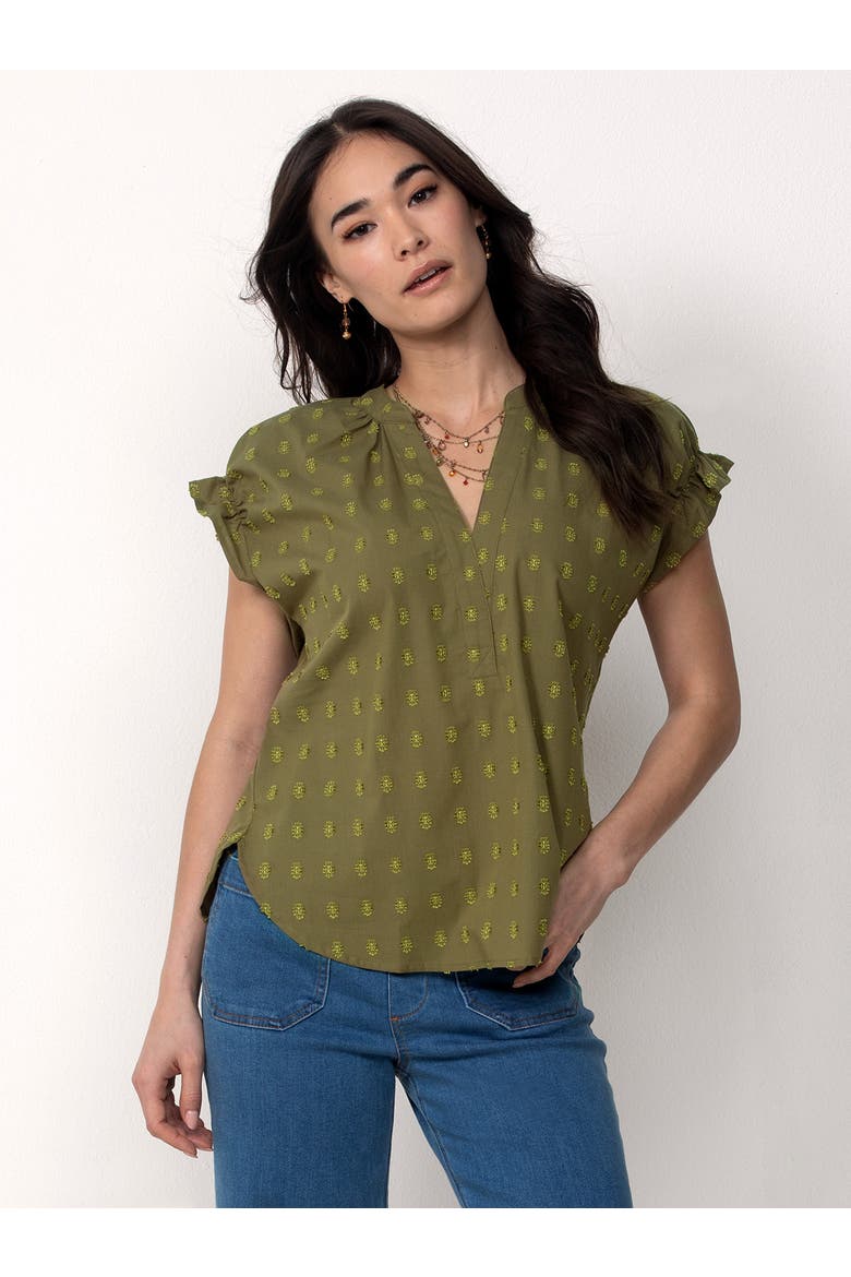 Cotton Peasant Blouse, Alternate, color, Olive