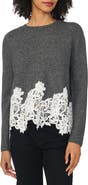 1.STATE Lace Trim Crewneck Sweater