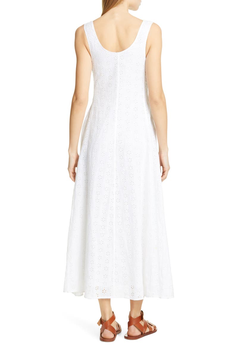 Eyelet Linen Maxi Dress, Alternate, color, WHITE