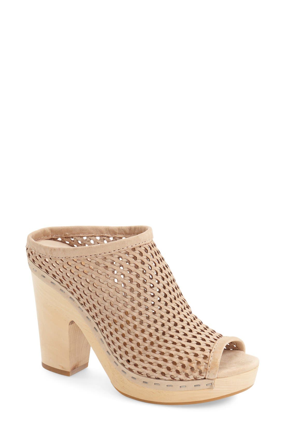 'Brooks' Open Toe Clog, Main, color, IVORY NUBUCK