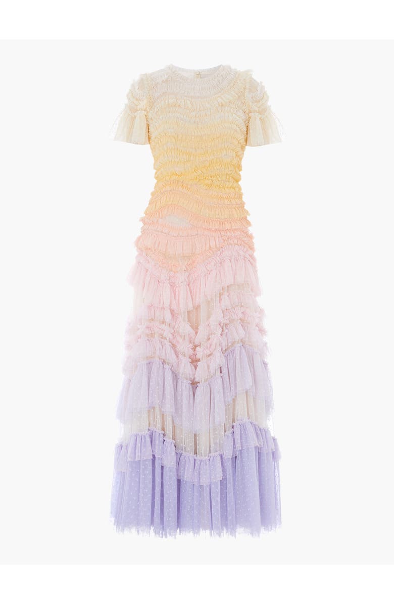 Needle & Thread Wild Rose Ombre Short Sleeve Gown, Alternate, color, Sunset