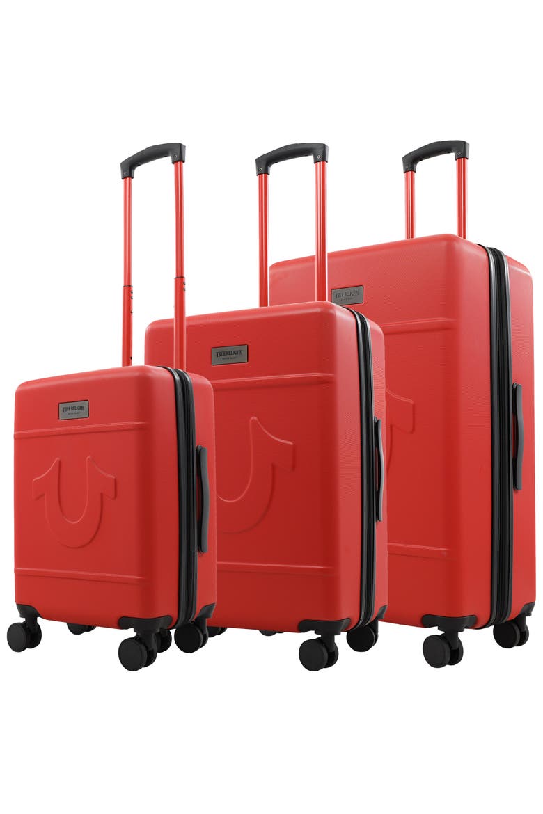 Molded U 3-Piece Hardside Spinner Luggage Set 22", 26.5" & 30.5" Expandable Suitcases, Main, color, RED
