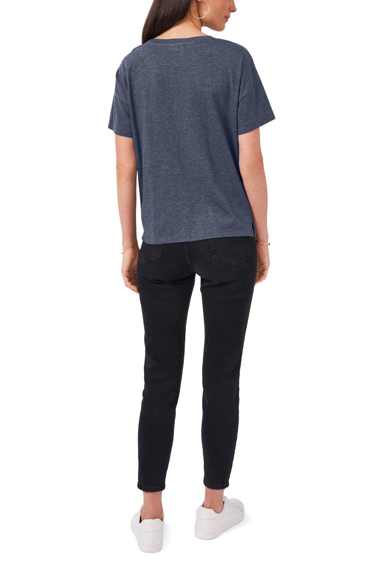 Studded Cotton Blend T-Shirt, Alternate, color, CAVIAR HEATHER
