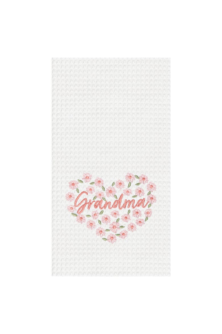 Grandma Mother's Day Floral Kitchen and Bathroom Embroidered Waffle Hand Towel, Main, color, Pink