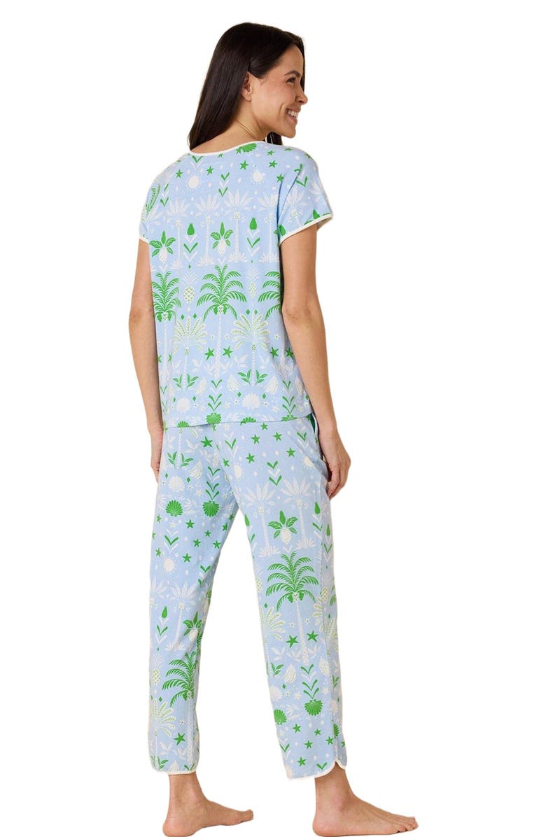 The Cat's Pajamas Pima Knit Short Sleeved Simple Set Conversational, Alternate, color, Tropicana Palm