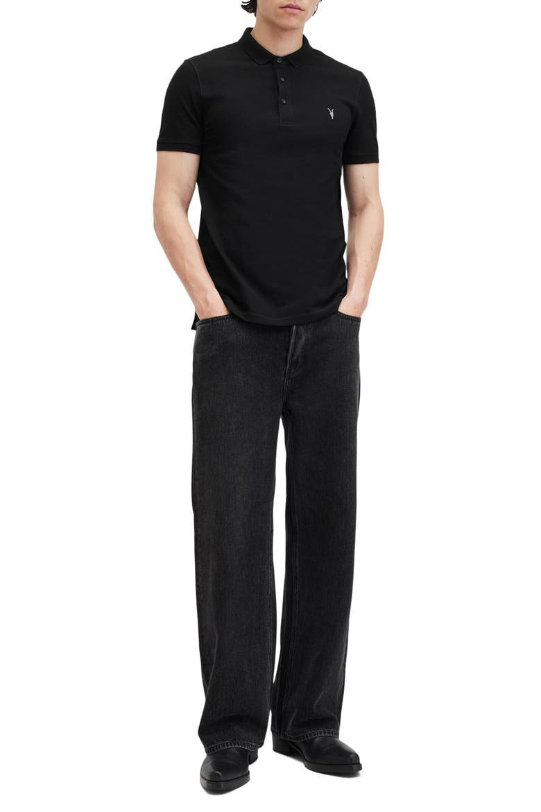 Reform Cotton Piqué Polo, Alternate, color, BLACK