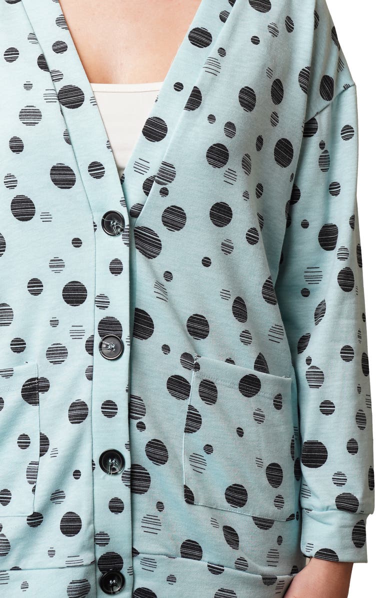 CYRUS Drop Shoulder Dot French Terry Sweater, Alternate, color, Pastel Blue/ Black