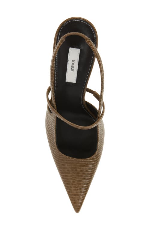 Totême Toteme Lizard Embossed Sharp Pointed Toe Slingback Pump
