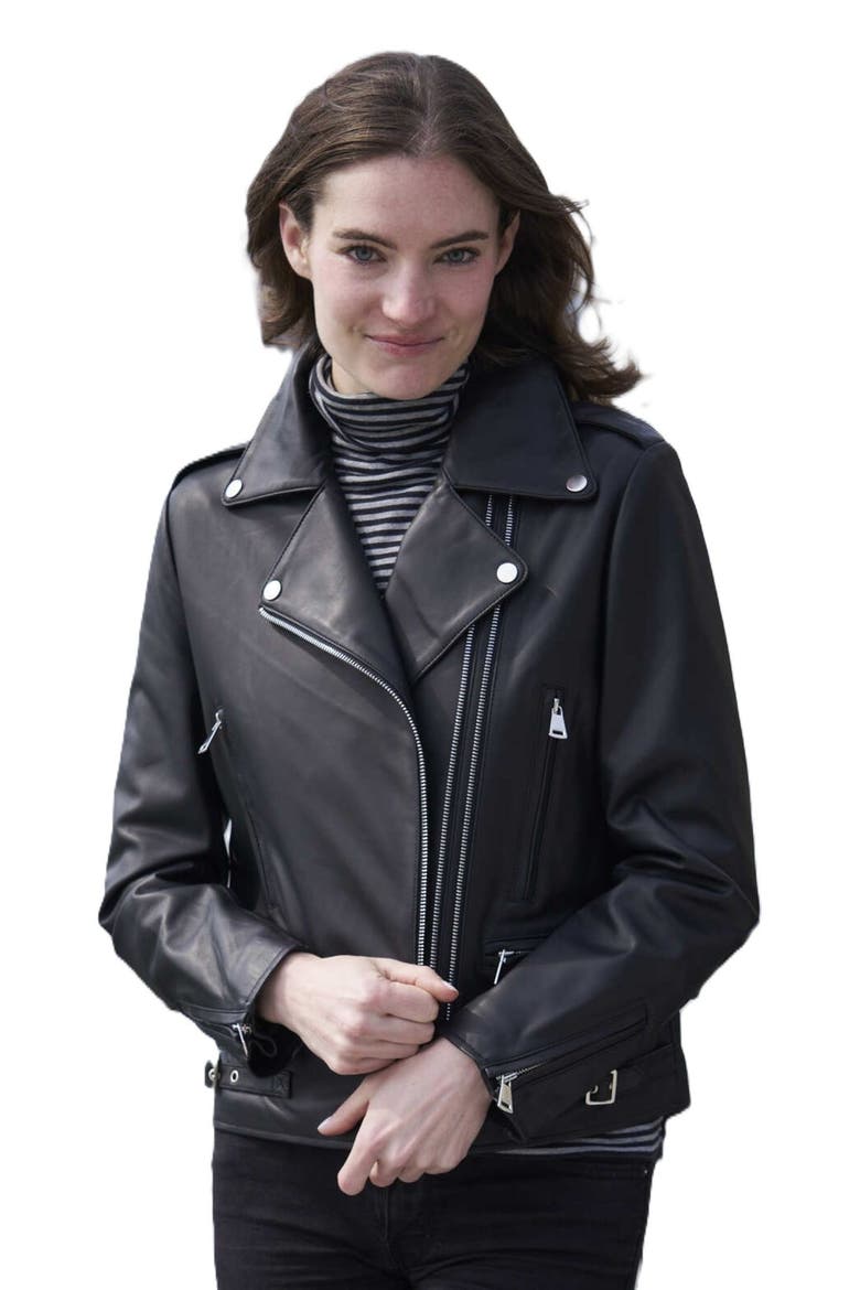 Leather Jacket, Main, color, BLACK