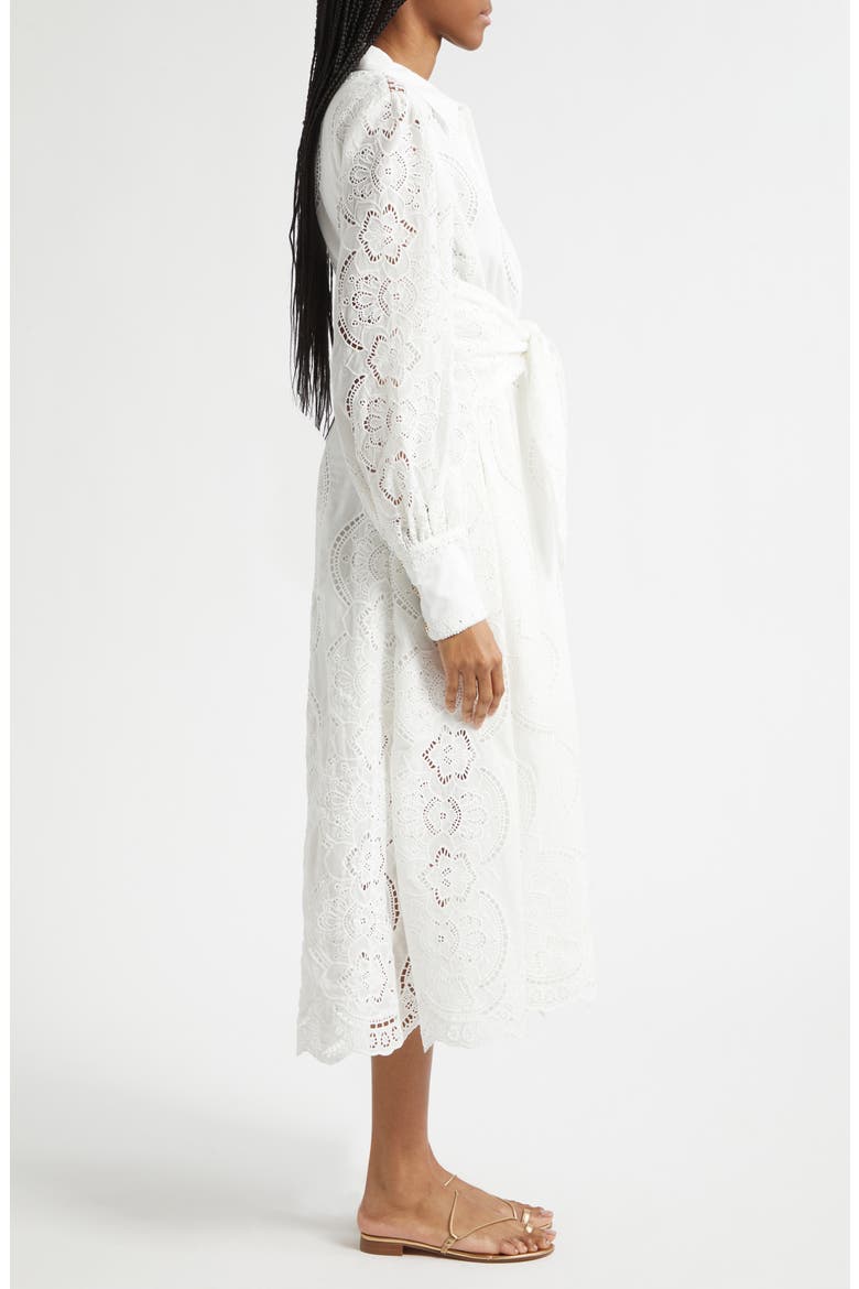 A Tiled Wonderland Eyelet Tie Waist Shirtdress, Alternate, color, A TILED WONDERLAND