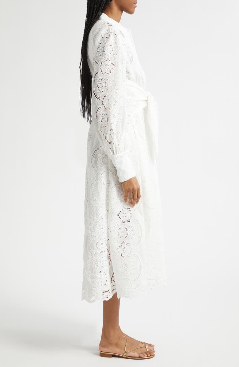 Camilla A Tiled Wonderland Eyelet Tie Waist Shirtdress, Alternate, color, A Tiled Wonderland