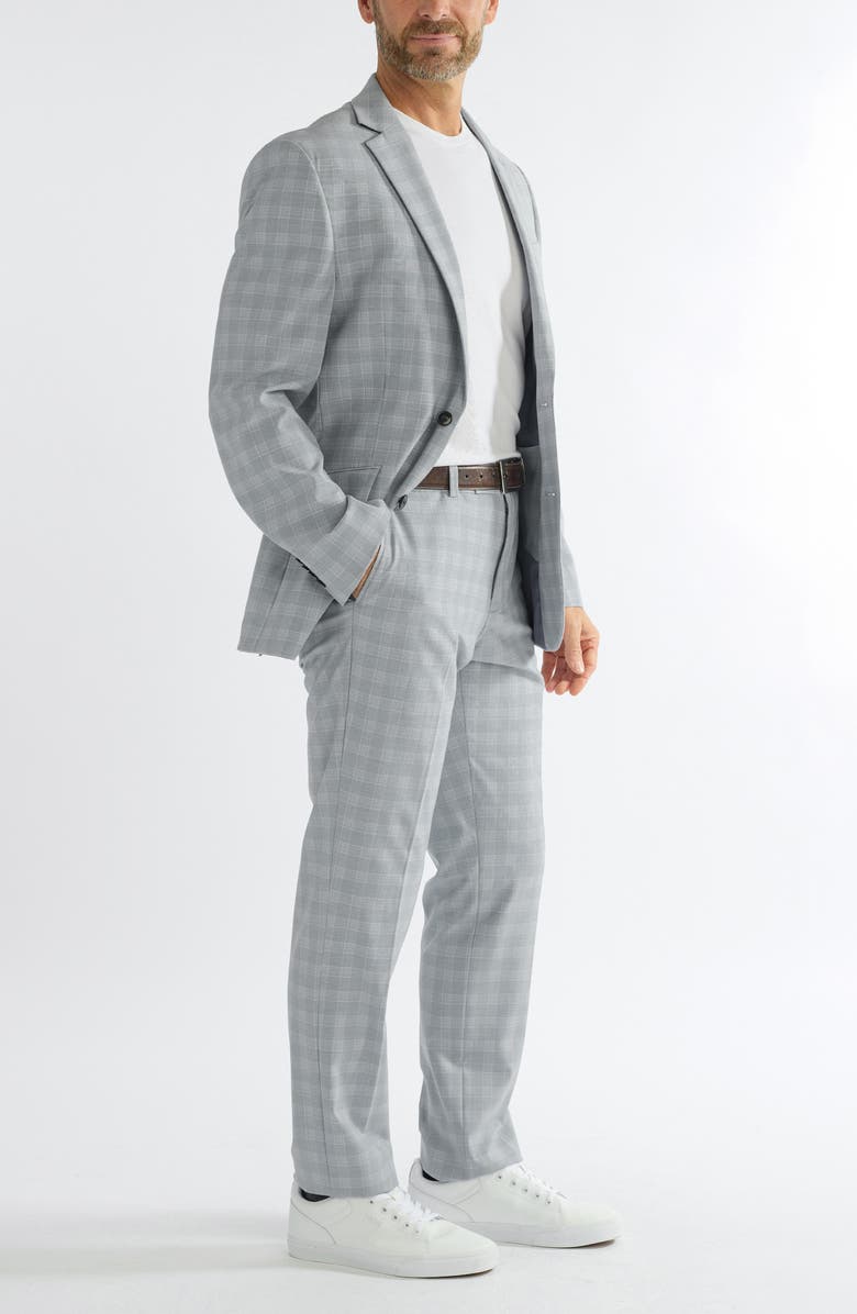SAVILE ROW CO Hoxton Light Blue Grey Plaid Stretch Suit, Alternate, color, Blue