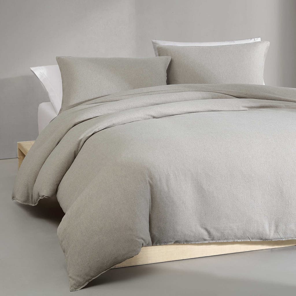 Calvin Klein Mélange Flannel Comforter & Sham Set In Natural