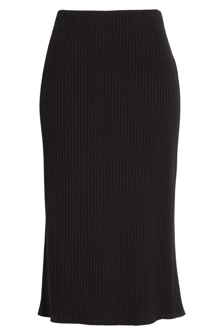 Rib Pencil Skirt, Alternate, color, BLACK