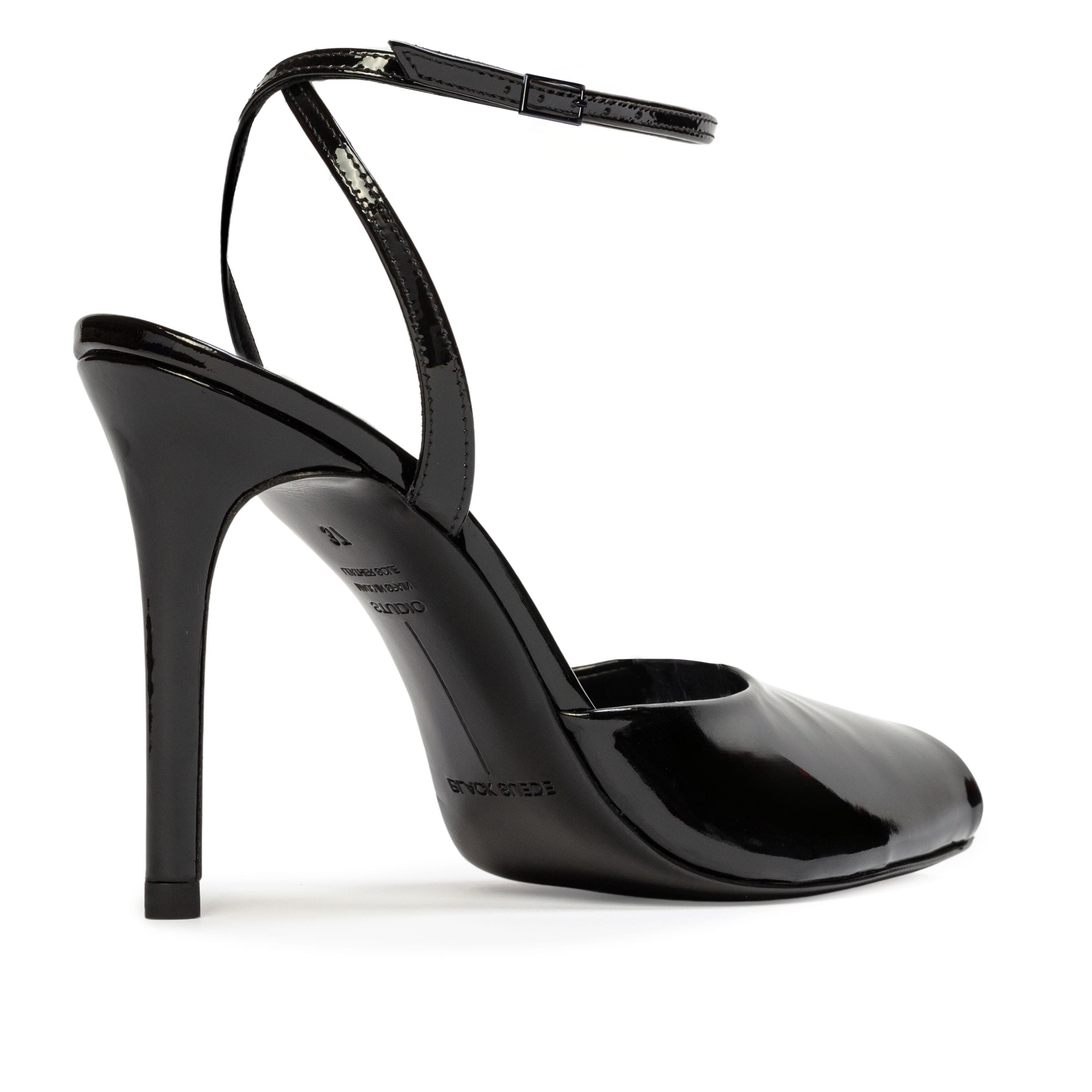 BLACK SUEDE STUDIO Wren 100 Sandal, Alternate, color, Black Patent Leather