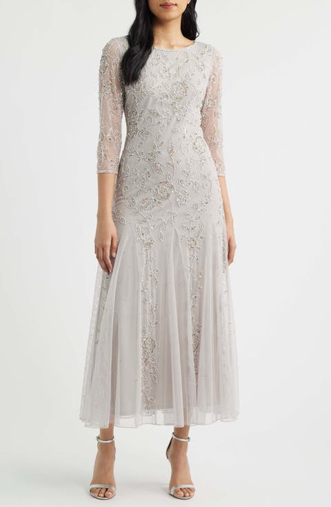 Beaded Tulle A-Line Gown (Petite)