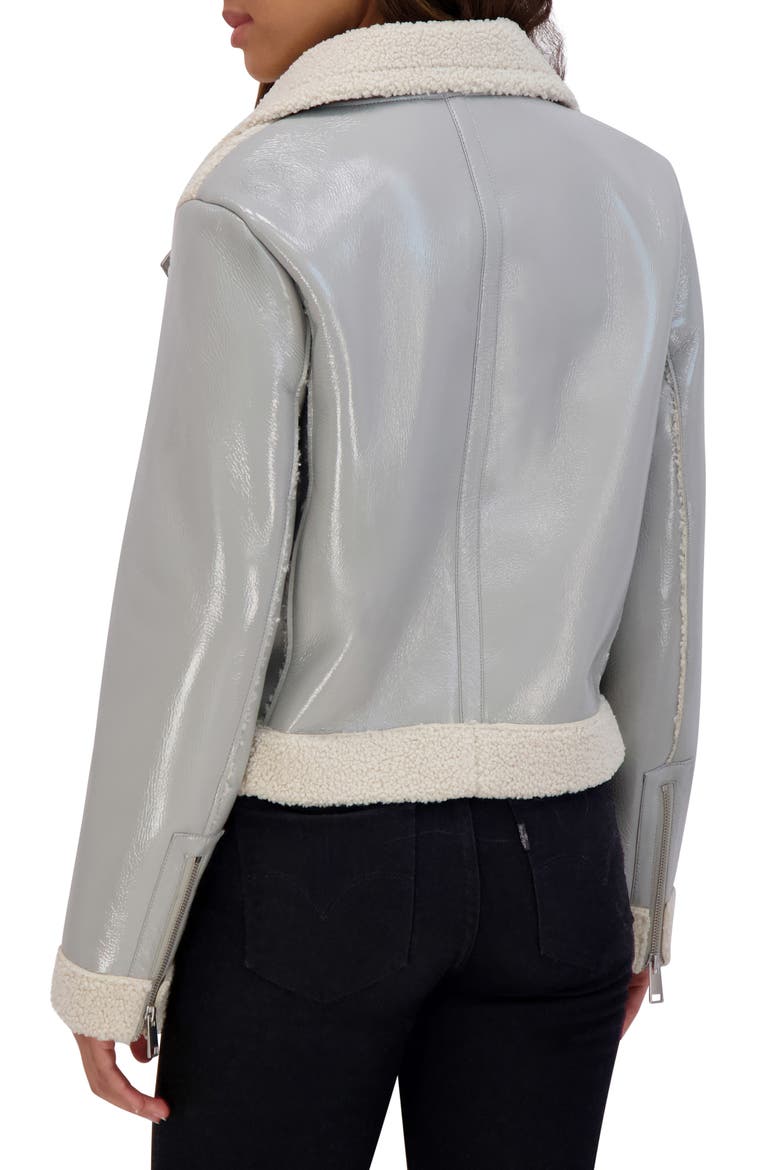 Udall Faux Shearling Moto Jacket, Alternate, color, CEMENT