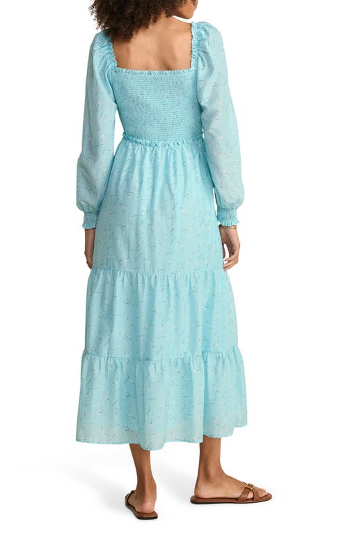 Vineyard Vines Long Sleeve Smocked Midi Dress In Blue