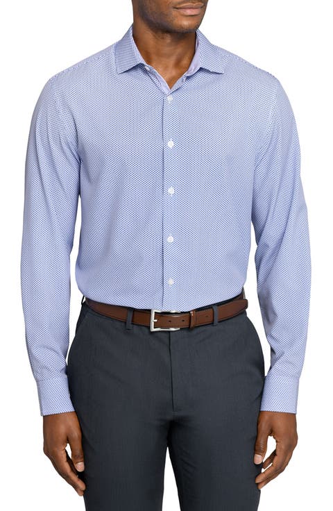 Regular Fit Tile Print Performance Dress Shirt (Regular & Big)