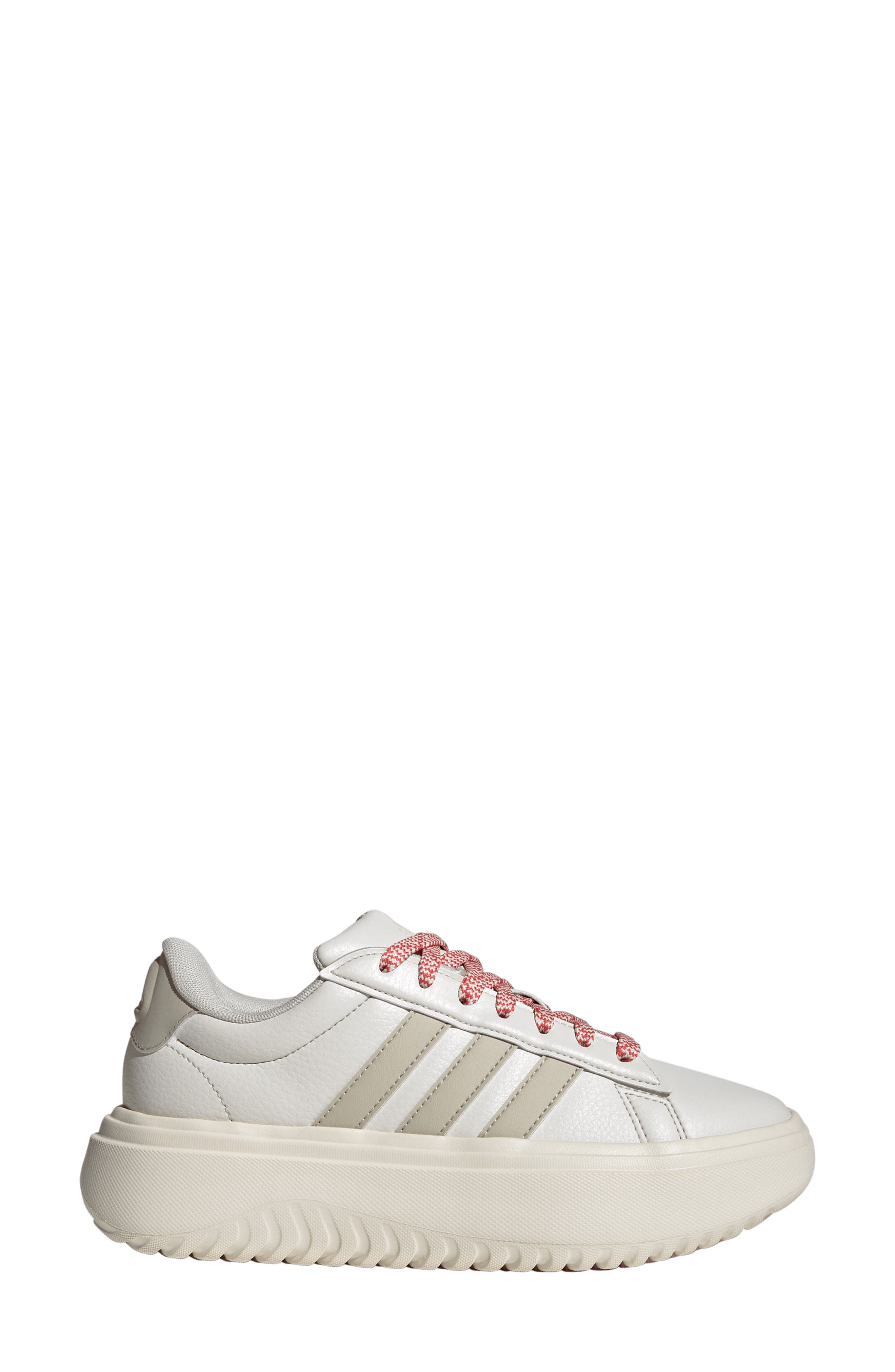 Grand Court Platform Sneaker, Alternate, color, ALUMINA/ PUTTY/ SCARLET