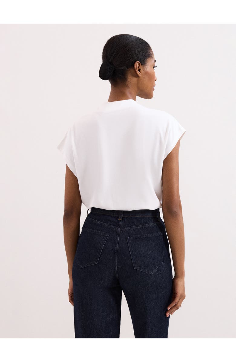 Phase Eight Paige Ruched Shoulder Hardware Ponte Top, Alternate, color, Ivory