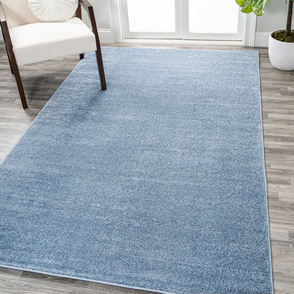 Shop Jonathan Y Haze Solid Low-pile Area Rug In Blue/lagoon