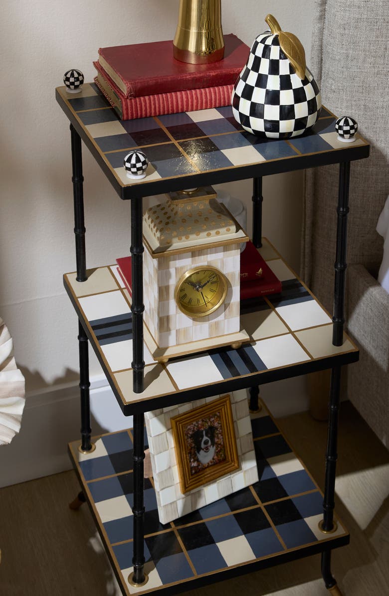 MACKENZIE CHILDS Mocha Check Desk Clock, Alternate, color, Beige/White