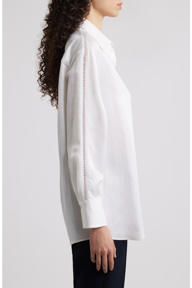 Belini Openwork Trim Button-Up Shirt, Alternate, color, WHT